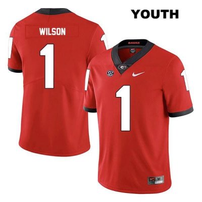 Youth Georgia Bulldogs NCAA #1 Divaad Wilson Nike Stitched Red Legend Authentic College Football Jersey NGB4754BV